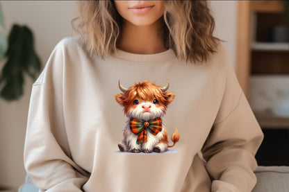 Cute Halloween Highland Cow PNG Bundle | Watercolor Highland Cow Halloween Clipart, Spooky Cow PNG
