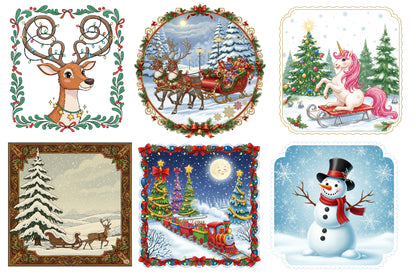 Christmas Frames Clipart PNG Bundle | Watercolor Festive Christmas Frame Clipart | Holiday Border Sublimation PNG