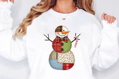 Patchwork Snowman Christmas Sublimation PNG