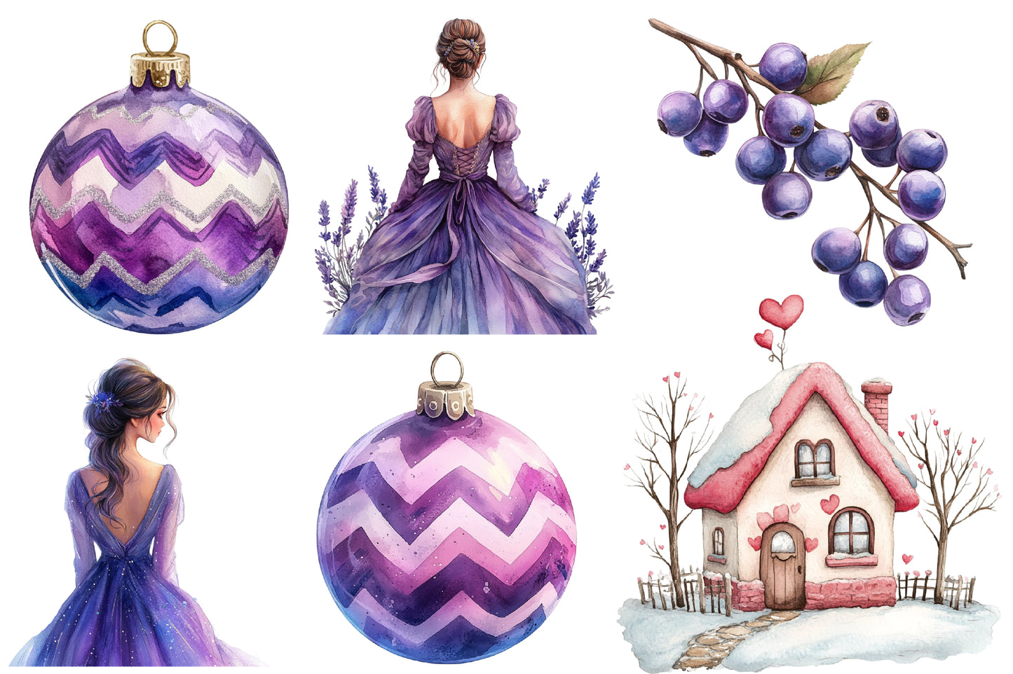 Christmas Fairy Clip Art PNG Bundle | Watercolor Magical Christmas Fairy Clipart | Holiday Fairy Sublimation PNG