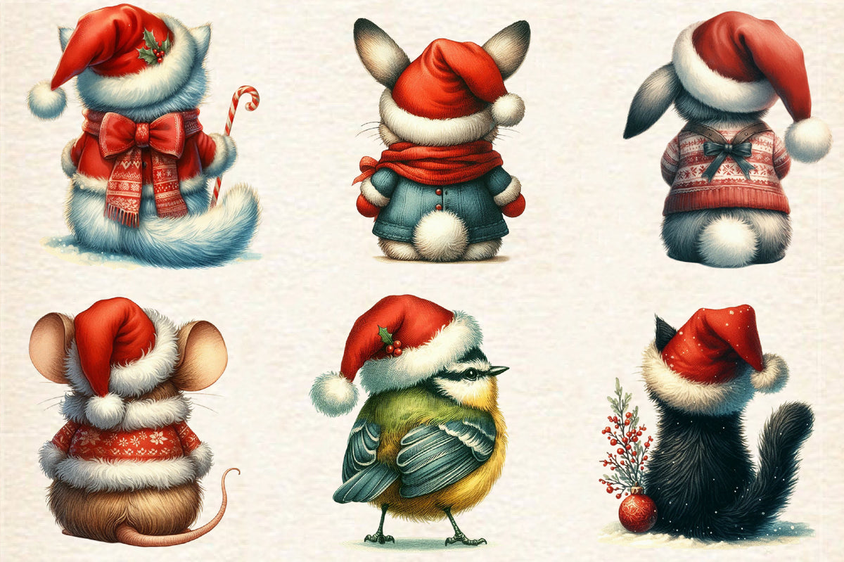 28 Christmas Pets PNG Sublimation Bundle Cute Holiday Cat Dog Mouse Bird