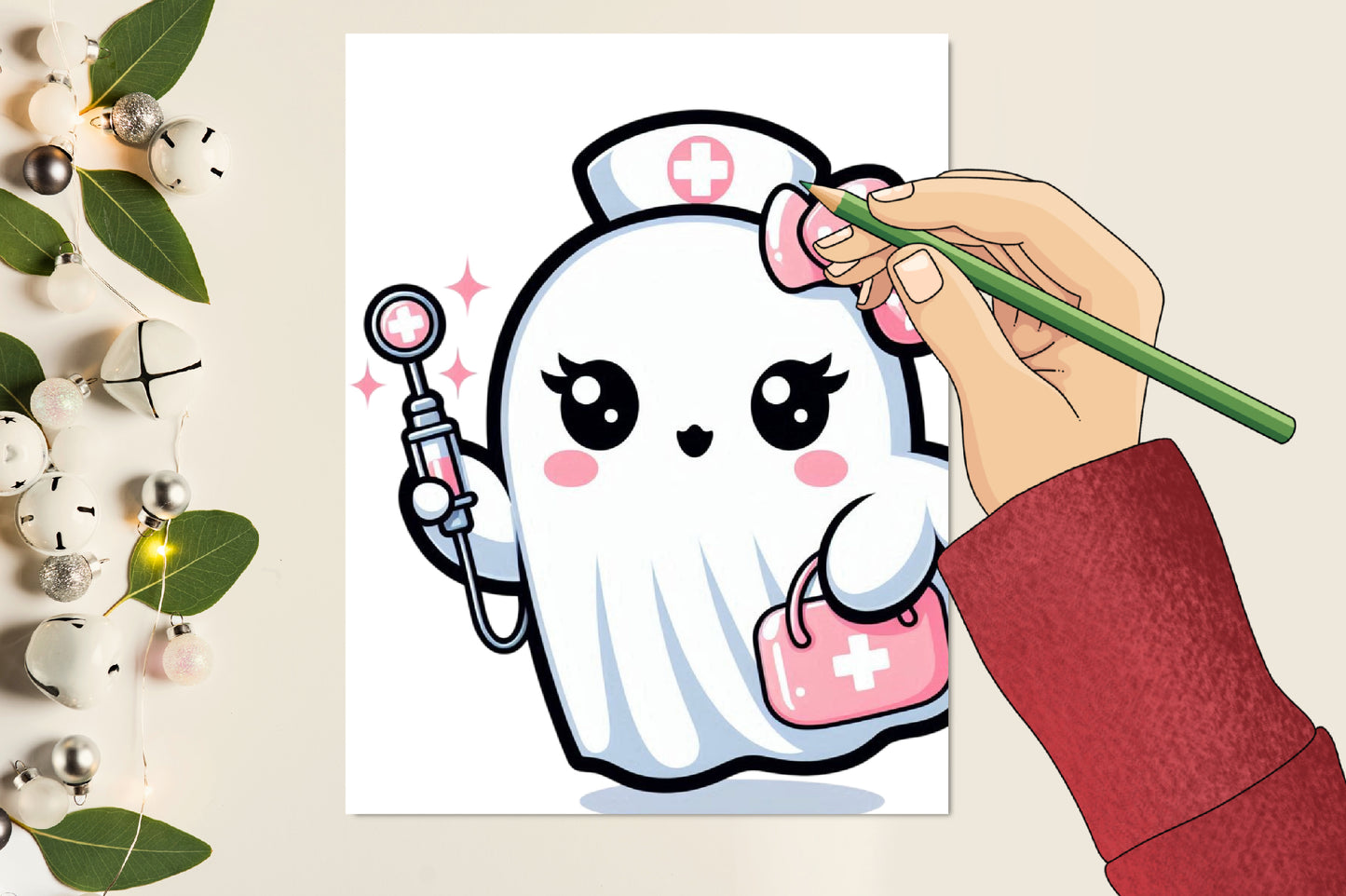 17 Watercolor Halloween Ghost Nurse PNG Bundle Cute Spooky Medical Clipart