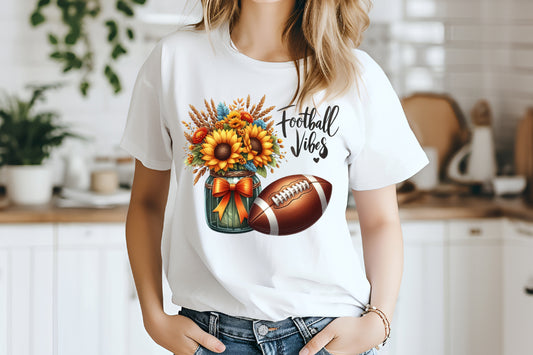 Football Vibes Fall PNG Sunflower Football Sublimation Design