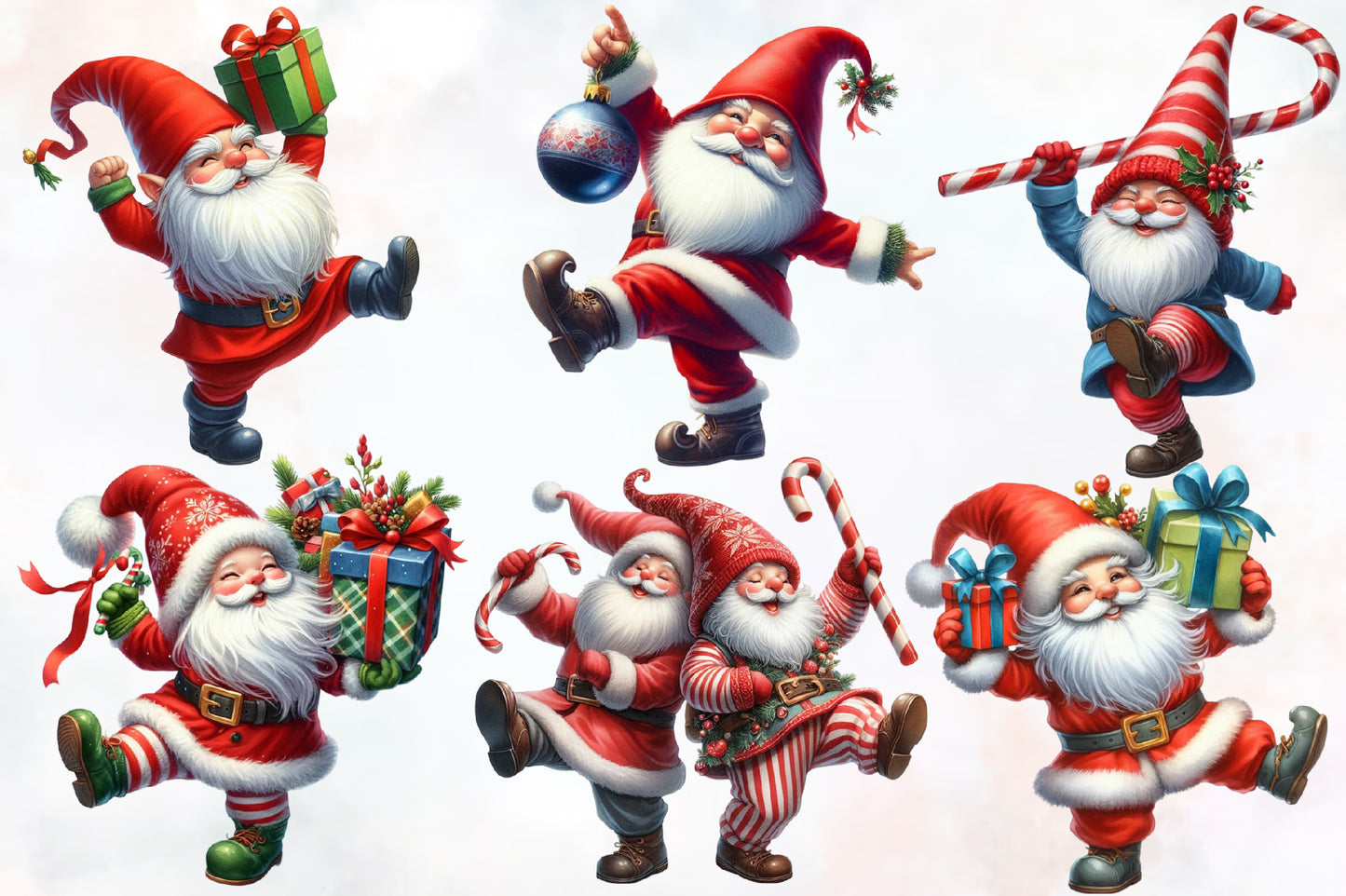 Christmas Break Dancing Gnome Clipart PNG Bundle | Funny Santa Gnome Christmas | Dancing Gnome Sublimation