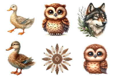 Christmas Animals Clipart PNG Bundle | Woodland Christmas Animal Watercolor Clipart | Rustic Winter Sublimation PNG