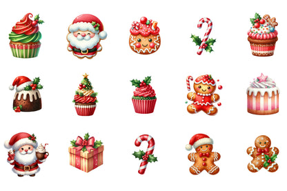 Christmas Sweet Food Watercolor Clipart PNG Bundle | Christmas Baking PNG | Gingerbread Cookie Sublimation