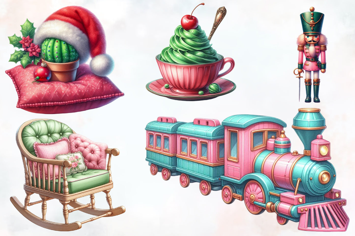Watercolor Christmas Clipart PNG Bundle 21 Cute Holiday Designs