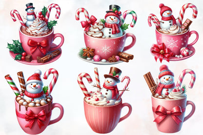 Christmas Snowman Coffee PNG Bundle | 22 Watercolor Christmas PNG Designs
