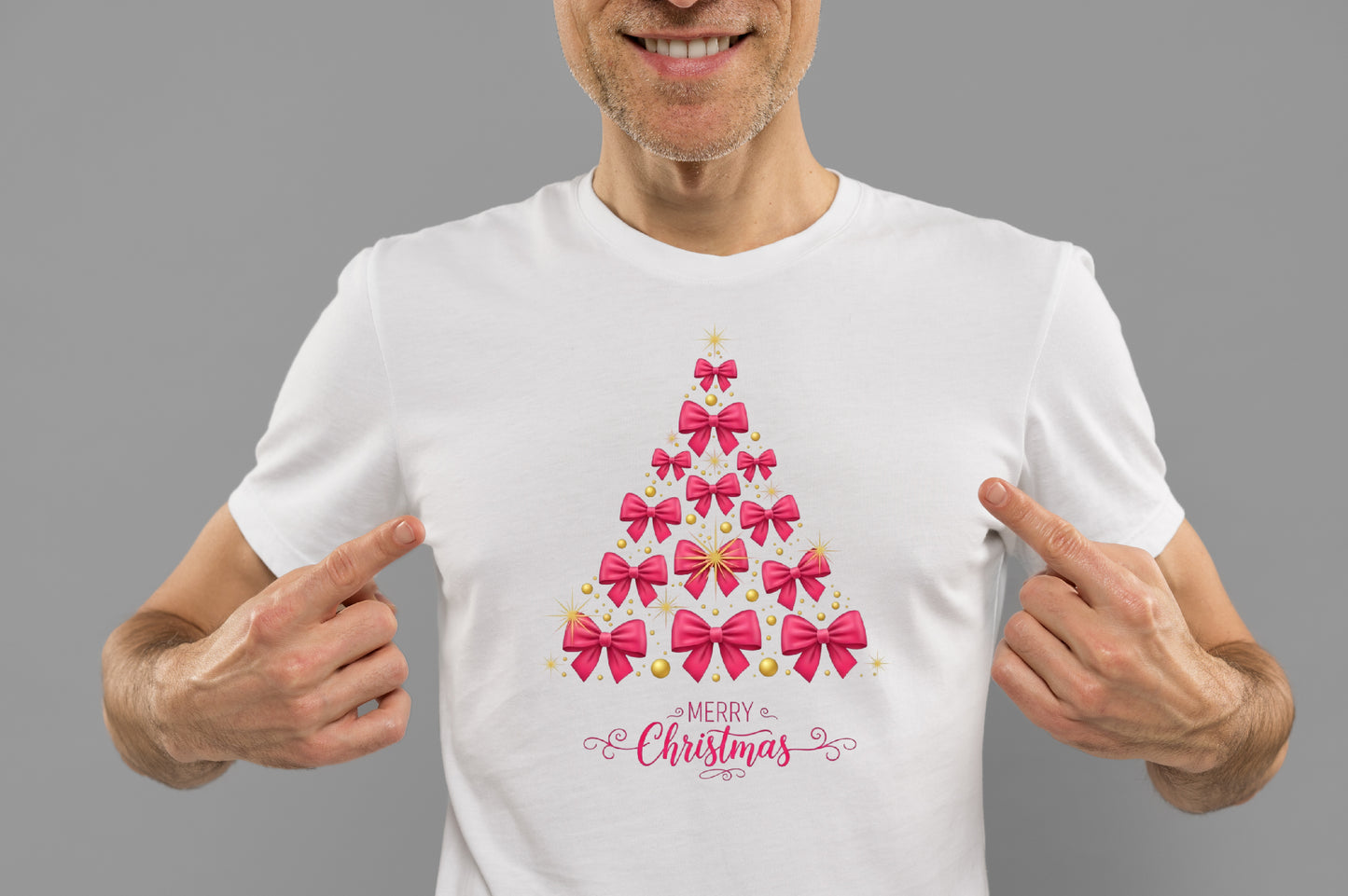 Pink Bow Christmas Tree Merry Christmas PNG