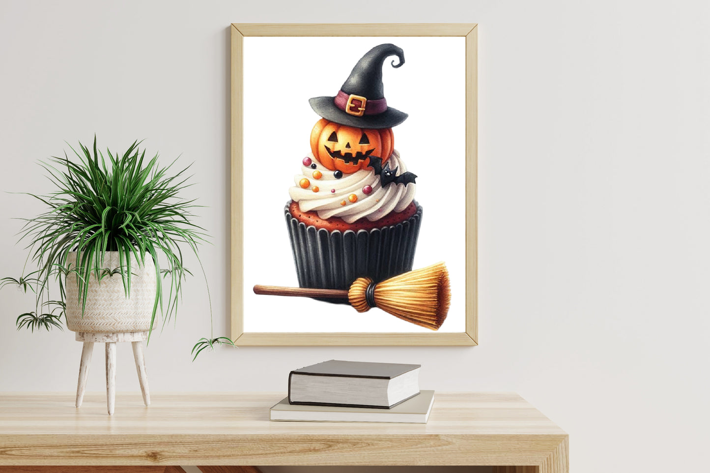 27 Watercolor Halloween Cupcake PNG Bundle Witch Hat Spooky Baking Clipart