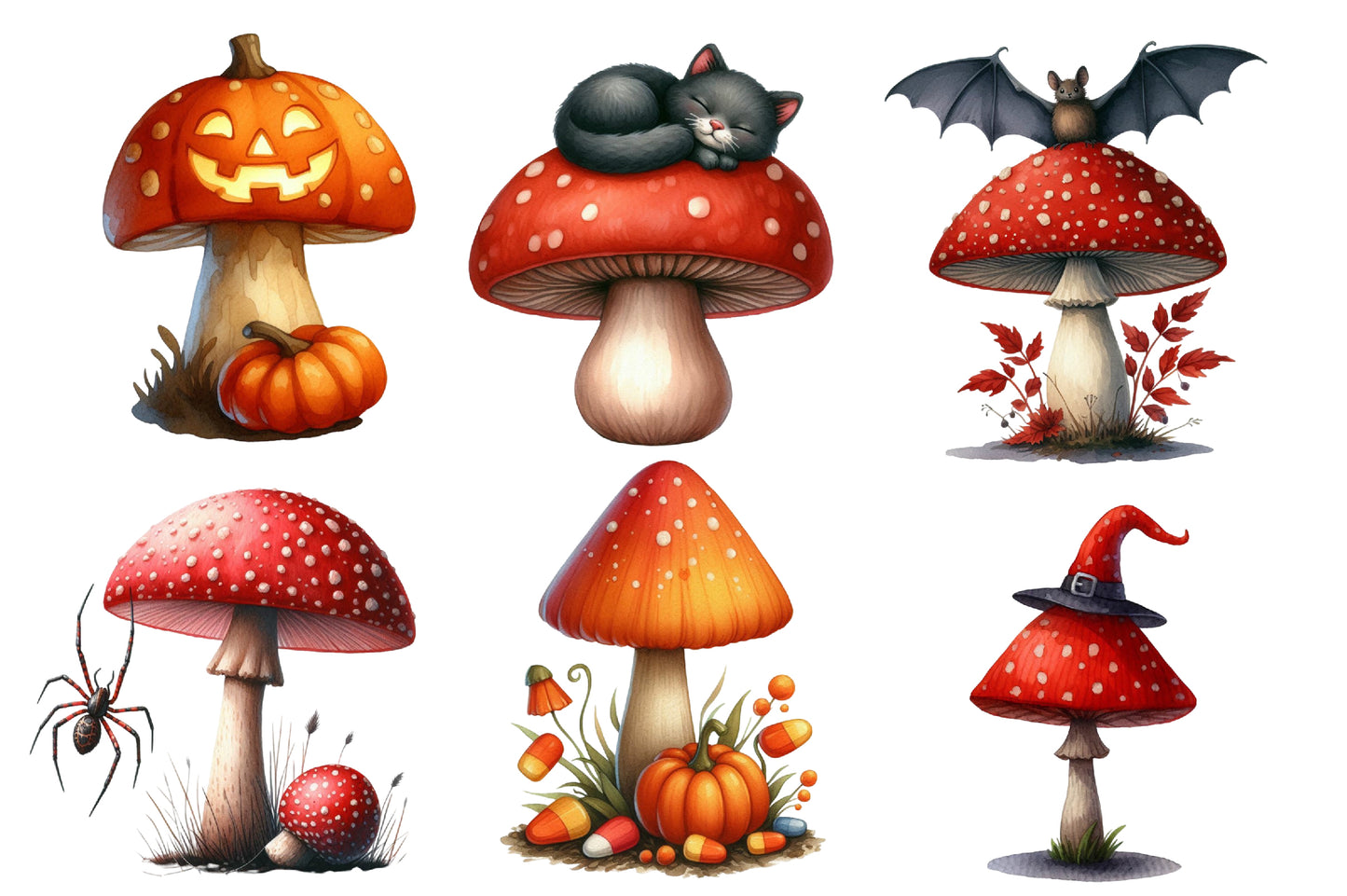 Halloween Mushroom Clipart PNG | Spooky Mushroom PNG, Magical Mushroom Clipart