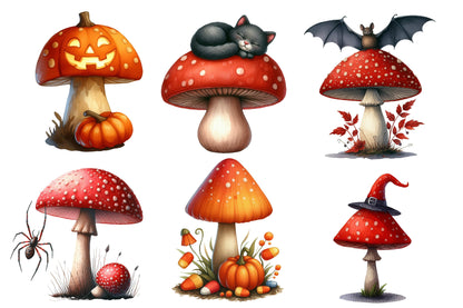 Halloween Mushroom Clipart PNG | Spooky Mushroom PNG, Magical Mushroom Clipart
