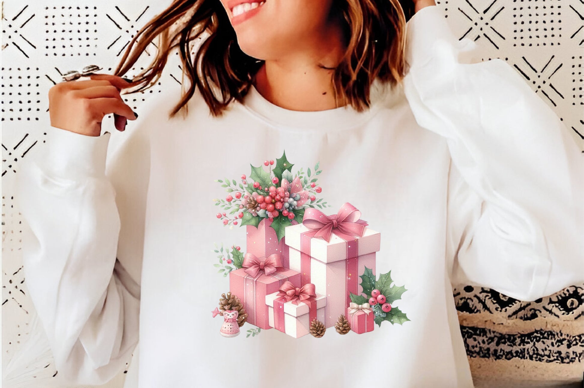 30 Watercolor Pink Christmas Gifts PNG Pink Holiday Present Clipart
