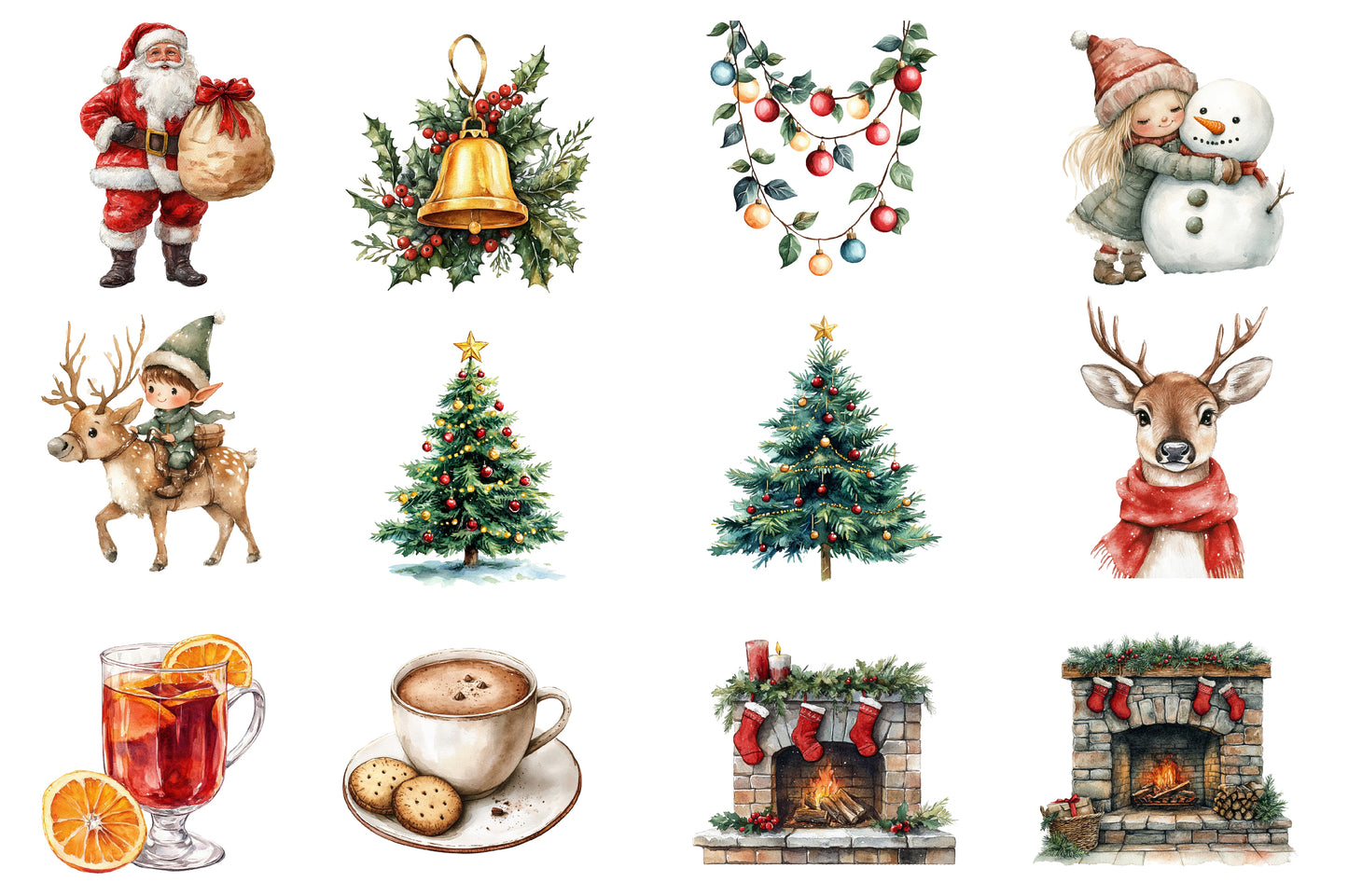 Christmas Elf Watercolor Clipart PNG Bundle | Cute Holiday Elf Watercolor Clipart | Christmas Sublimation PNG