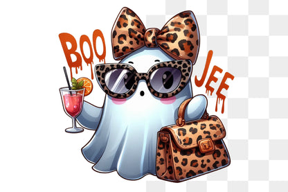 Leopard Bow Ghost Halloween PNG Cute Spooky Girl Sublimation