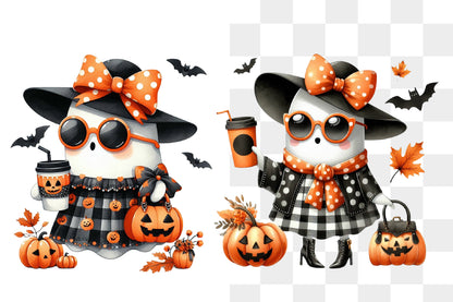 Cute Halloween Witch Mouse PNG Pumpkin Buffalo Plaid Sublimation