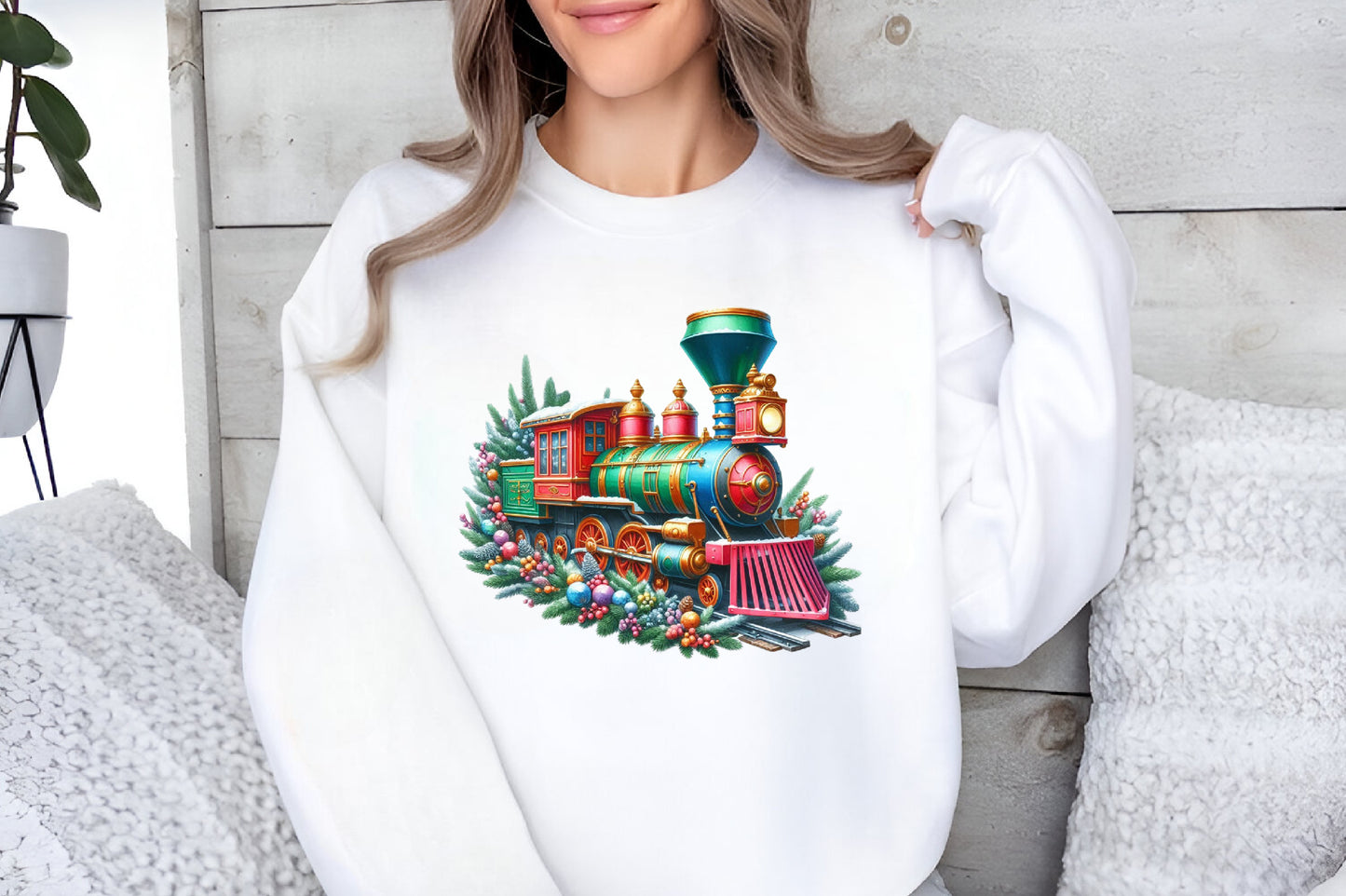 Watercolor Christmas Train PNG Bundle 29 Festive Train Clipart
