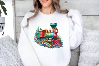 Watercolor Christmas Train PNG Bundle 29 Festive Train Clipart