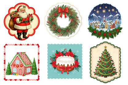 Christmas Frames Clipart PNG Bundle | Watercolor Festive Christmas Frame Clipart | Holiday Border Sublimation PNG