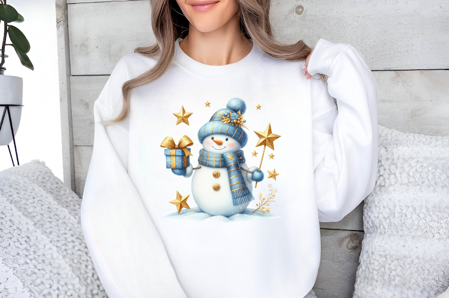 Christmas Light Blue Gold PNG Bundle Elegant Winter Holiday Clipart