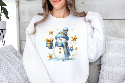 Christmas Light Blue Gold PNG Bundle Elegant Winter Holiday Clipart
