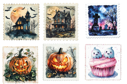 Halloween Postage Stamp Clipart PNG | Vintage Halloween Stamps, Spooky Postage Stamp Digital Art,