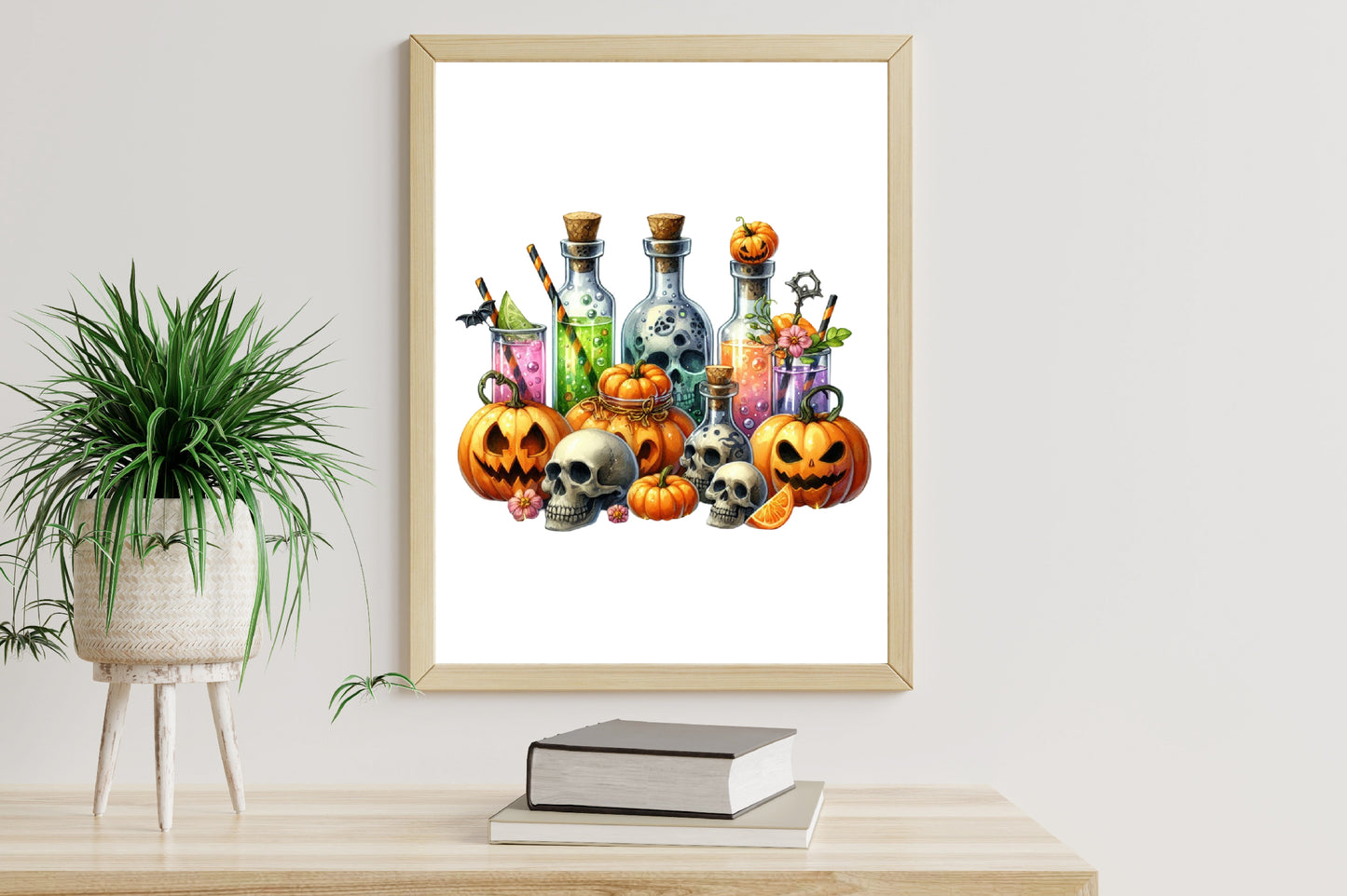 19 Halloween Potion Drinks with Skull PNG Bundle Watercolor Witch Potion Clipart