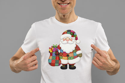 Patchwork Santa Christmas Sublimation PNG