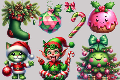 Coquette Christmas Planner Clipart PNG Bundle | Floral Ornaments, Perfume, Gifts, Candles & Self Care Designs