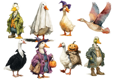Goose Halloween Clipart PNG Bundle | Halloween Goose PNG, Witch Goose Clipart, Funny Goose Sublimation