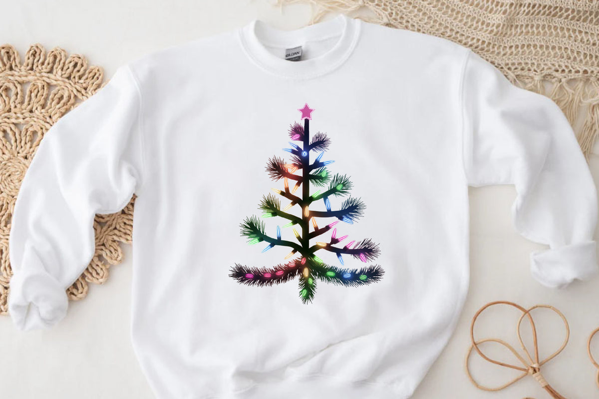 Christmas Light Tree Shirt Design PNG Holiday Christmas Lights Sublimation