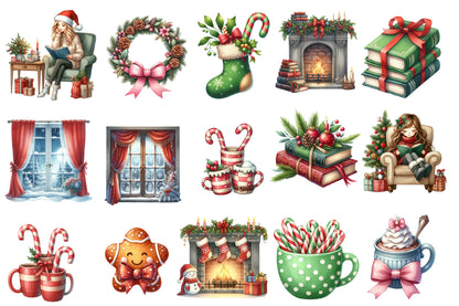 Christmas Planner Clipart SVG PNG Bundle | Cute Holiday Planner Stickers | Watercolor Christmas Planner Elements