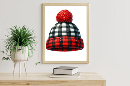 22 Watercolor Christmas Gingham Hat PNG Buffalo Plaid Winter Clipart