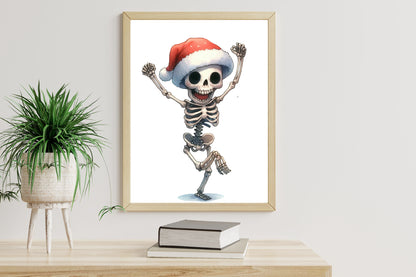 22 Watercolor Christmas Skeleton PNG Funny Holiday Skeleton Clipart Bundle