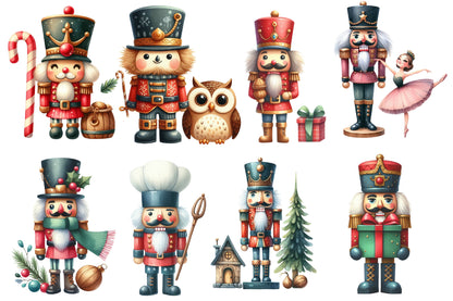 Christmas Nutcracker Clipart PNG Bundle | Watercolor Cute Nutcracker Christmas Clipart | Festive Holiday Sublimation PNG