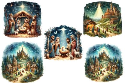 Christmas Chibi Nativity PNG Clipart Bundle | Cute Holy Family, Baby Jesus, Three Kings, Shepherds & Christmas Nativity Designs