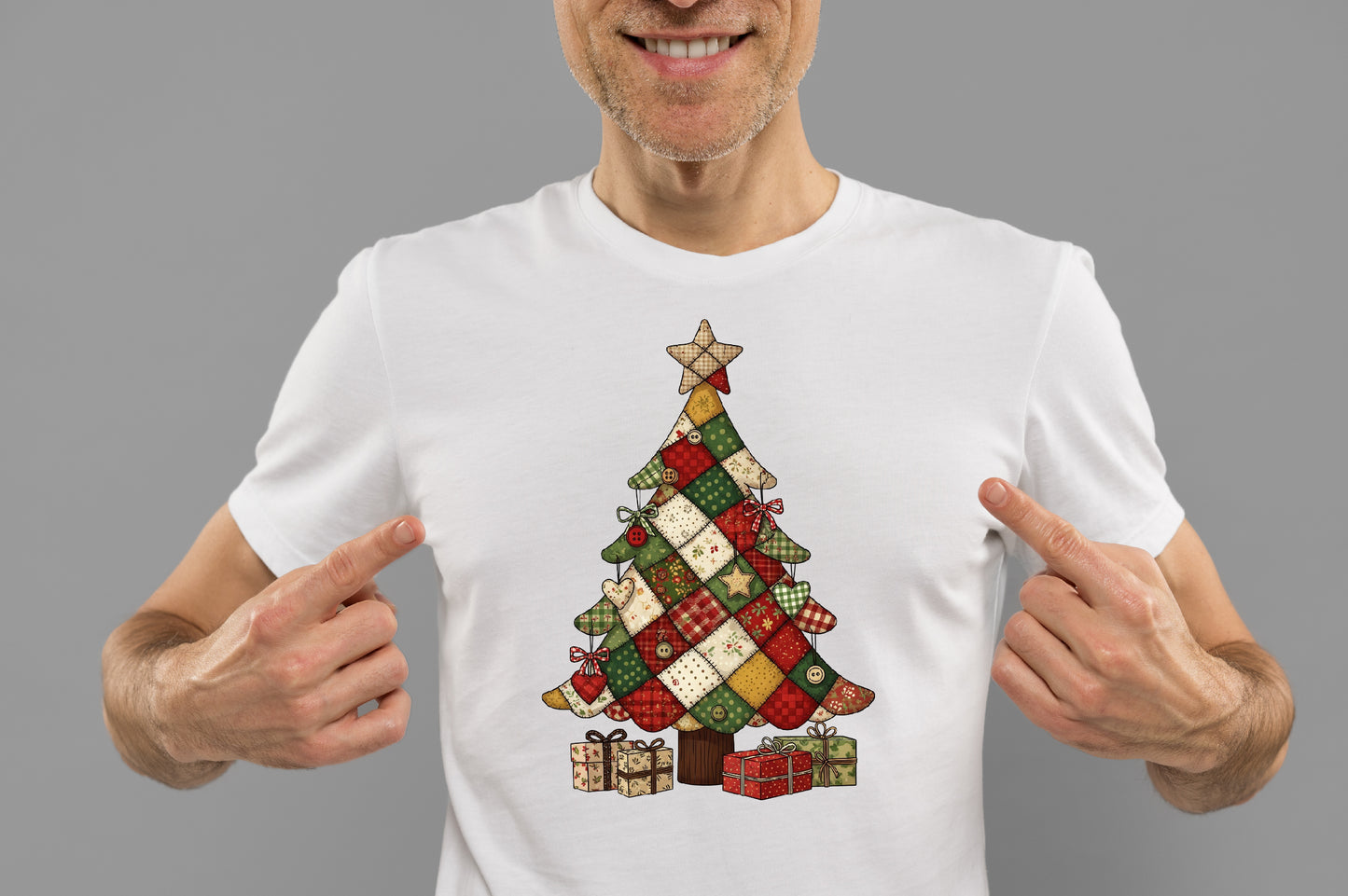 Patchwork Christmas Tree Sublimation PNG
