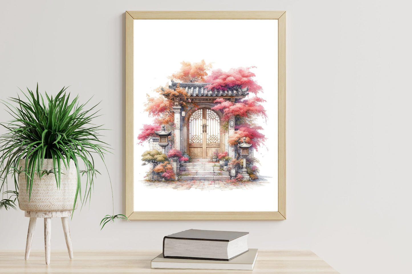 12 Watercolor Pink Autumn Doors PNG Bundle Korean House Fall Clipart