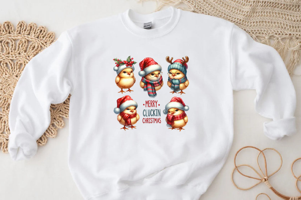 Merry Cluckin Christmas PNG Cute Christmas Chicken Sublimation Design