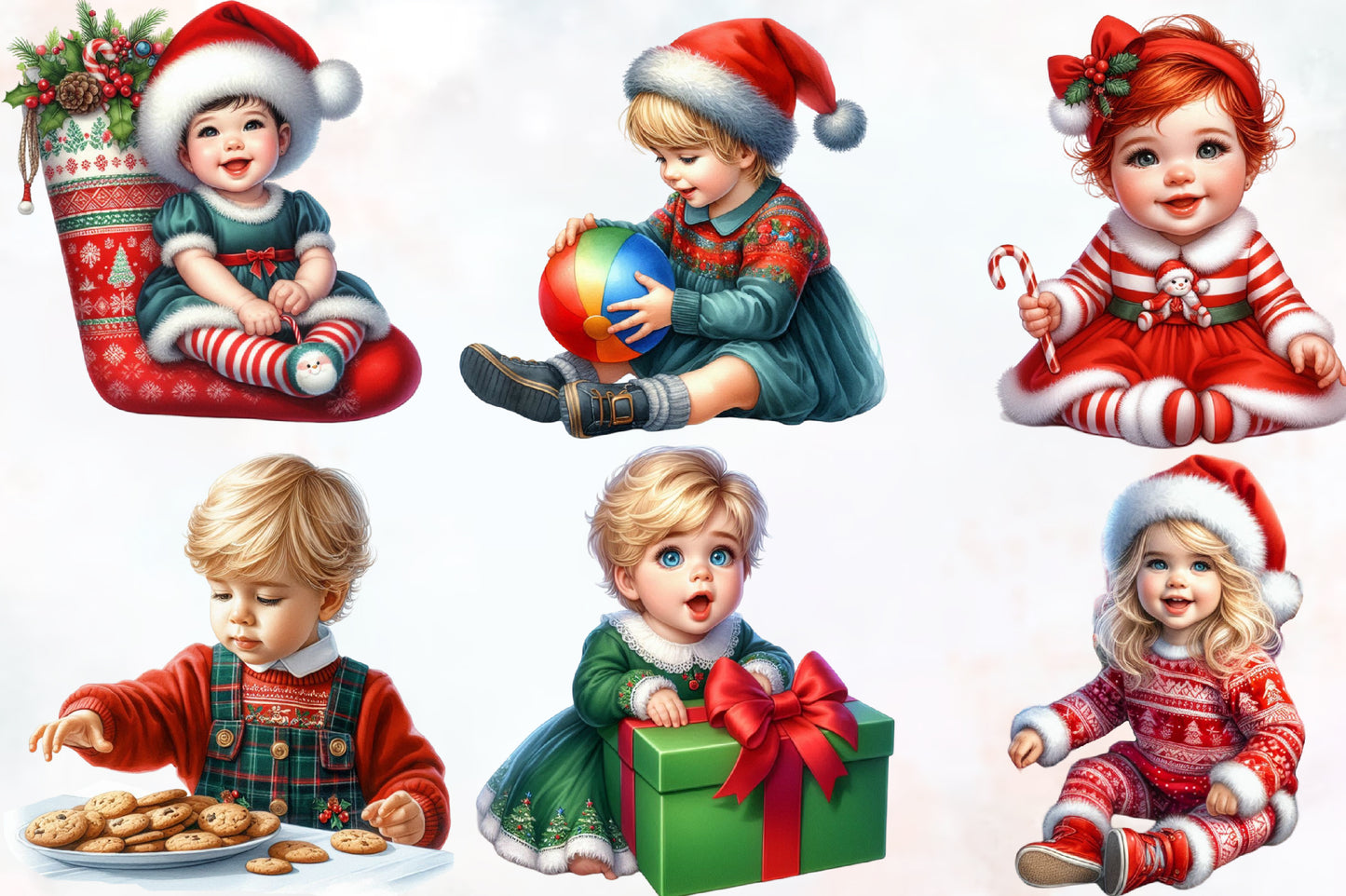 Cute Christmas Baby PNG Bundle 17 Watercolor Baby Christmas Clipart