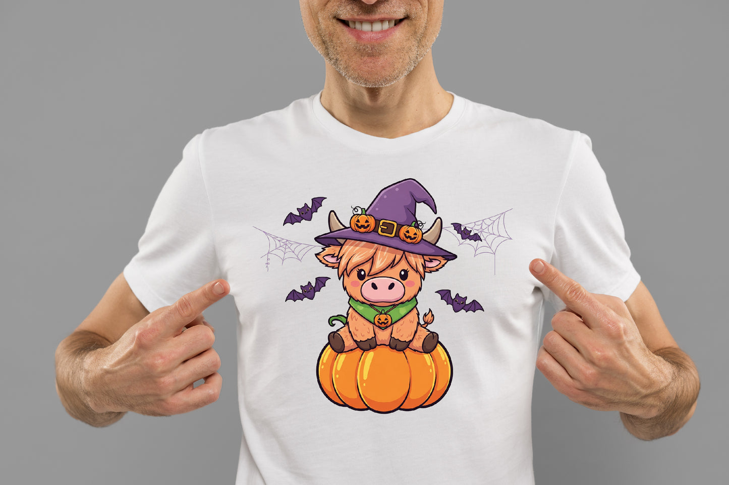 Cute Halloween Cow Witch Pumpkin PNG Sublimation Design