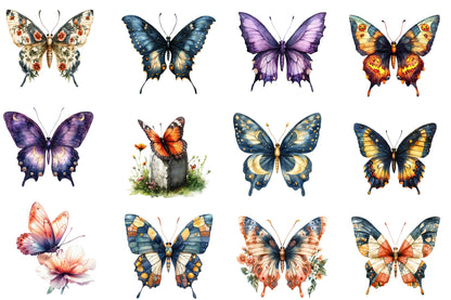 Halloween Butterfly Clipart PNG Bundle | Gothic Butterfly PNG, Spooky Butterfly Clipart