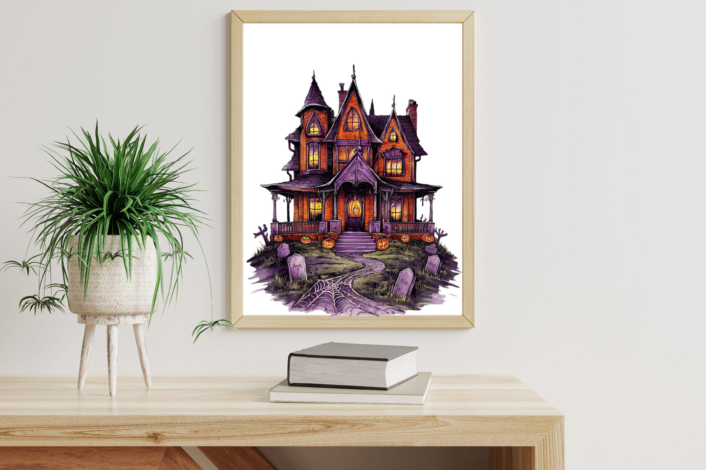 21 Watercolor Halloween Haunted House PNG Clipart Bundle Spooky