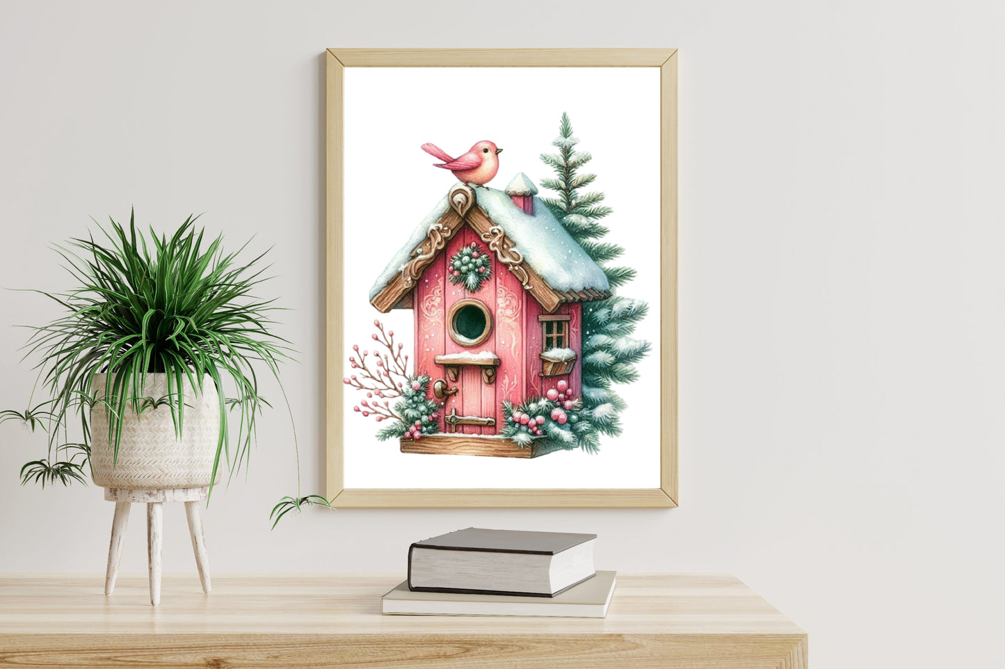 17 Watercolor Pink Christmas PNG Clipart Bundle Cute Holiday Winter