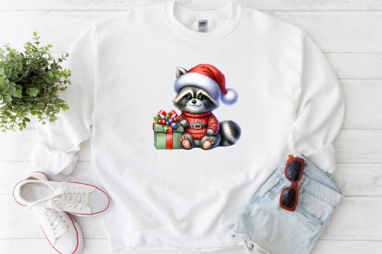 33 Christmas Raccoon PNG Bundle Cute Santa Raccoon Winter Clipart