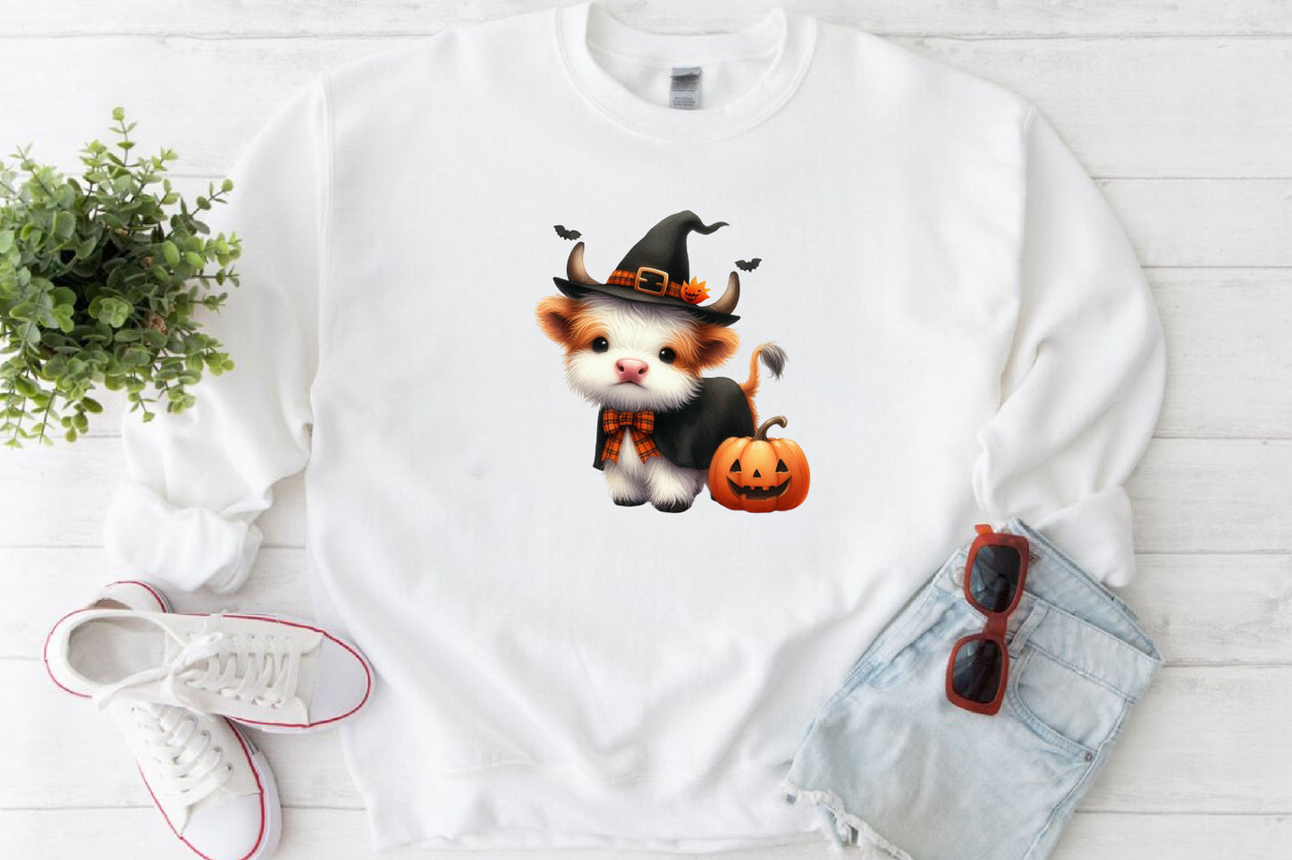 Cute Halloween Highland Cow PNG Bundle | Watercolor Highland Cow Halloween Clipart, Spooky Cow PNG