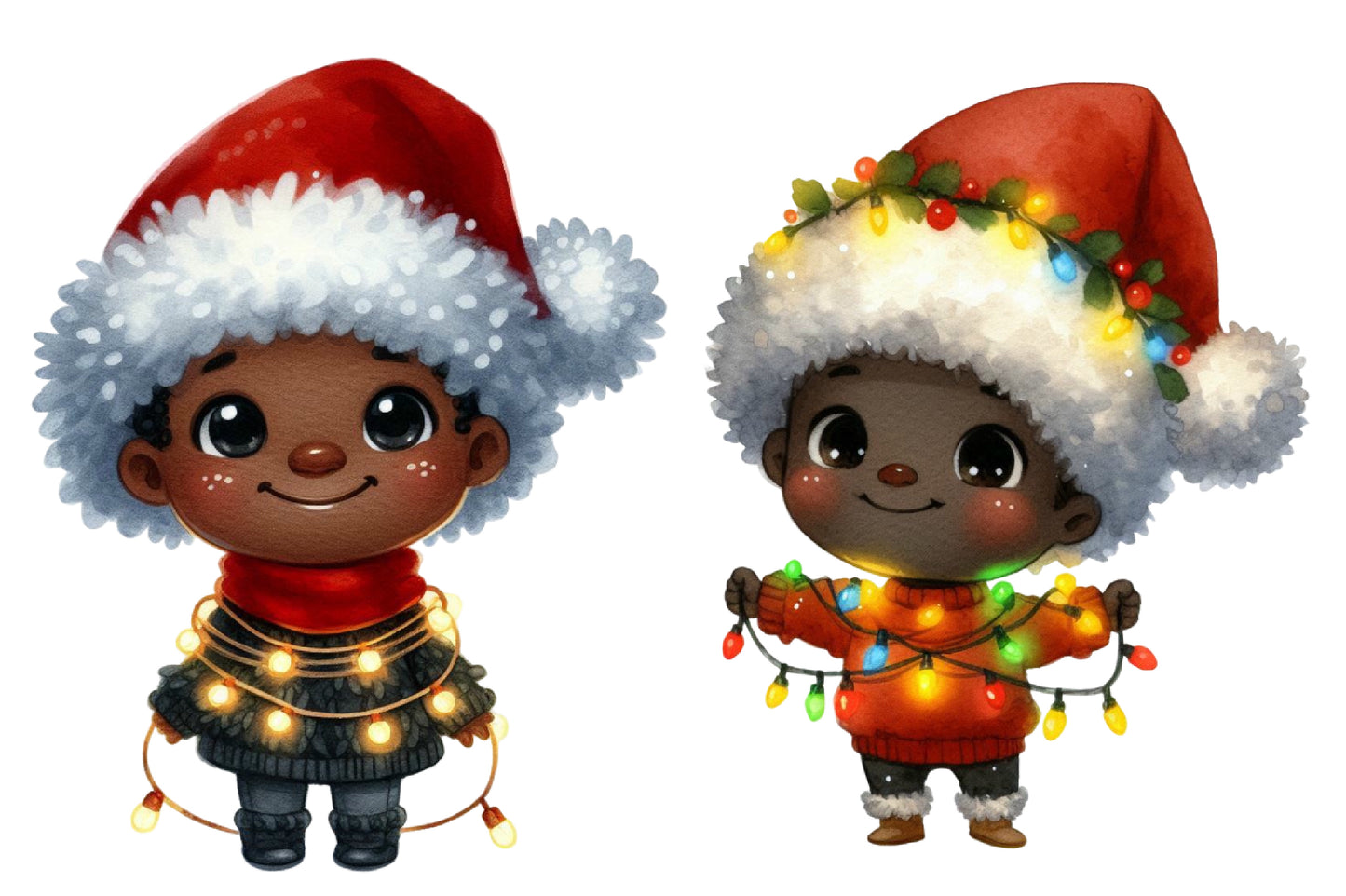 Christmas Boy Clipart PNG Bundle | Cute Christmas Boys, Santa Hats, Christmas Lights & Holiday Sweater Clipart