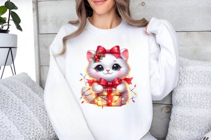 Watercolor Christmas Funny Cat PNG Bundle Cute Holiday Cat Clipart