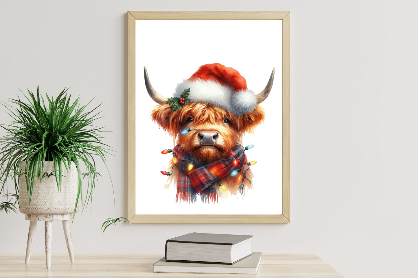 Christmas Highland Cow PNG Bundle | Watercolor Highland Cow, Christmas Cow & Festive Highland Cattle Clipart