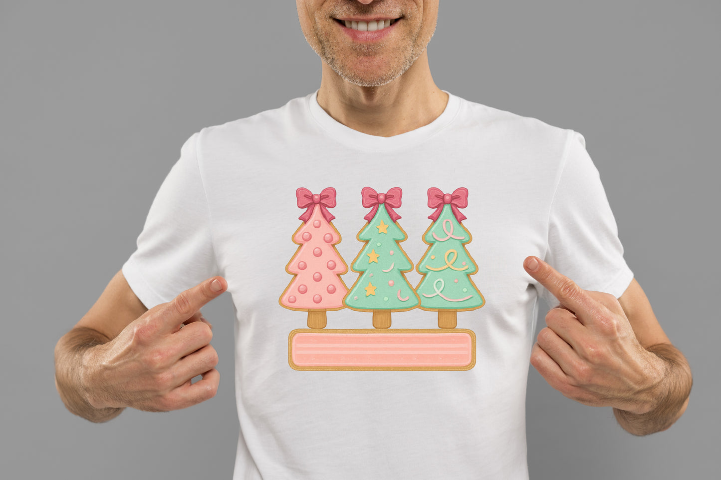 Cute Christmas Tree PNG Pink Green Pastel Holiday Sublimation